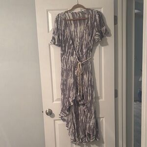Surf Gypsy Purple and White High Low Maxi Dress or Beach Coverup